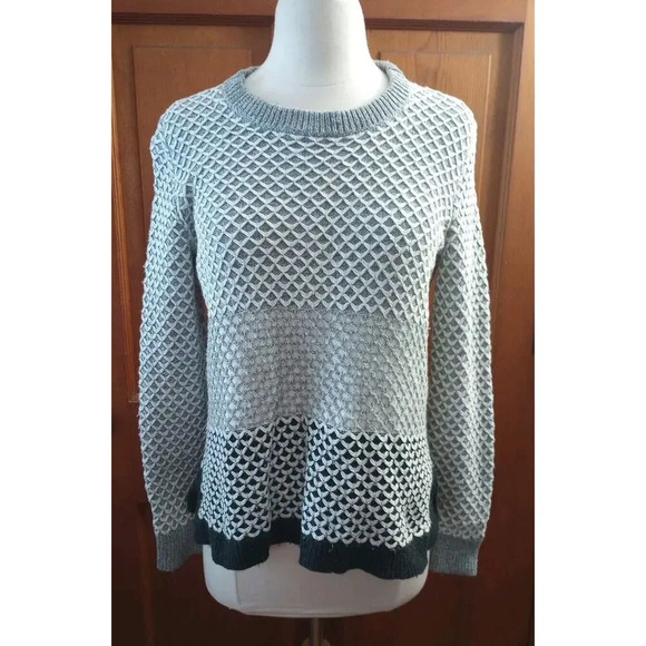 Madewell Geo-Block Pullover Sweater Women's Textured Gray Size S - Picture 1 of 8